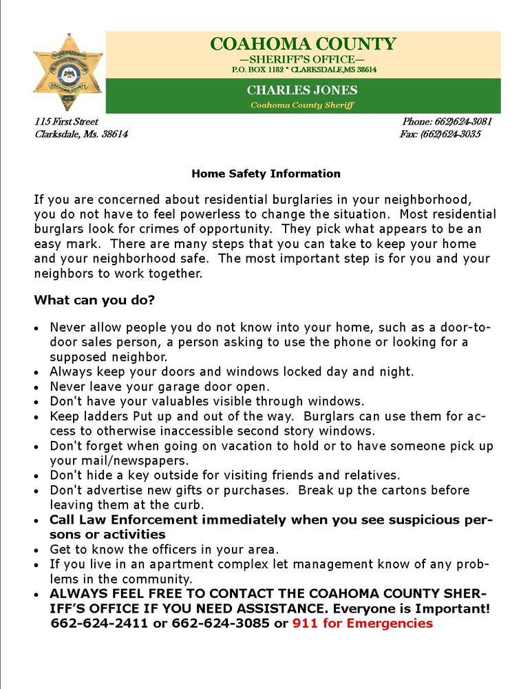 Home Safety Information